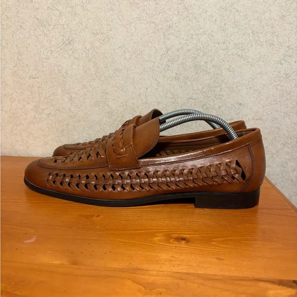 EUC Nordstrom Rack Ortholite Men's Brown Woven Leather Loafers Mens Size 11 - Picture 1 of 8